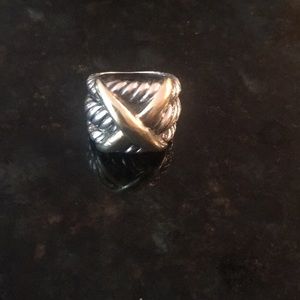 David Yurman 14K Gold & Sterling “X” Cable Ring